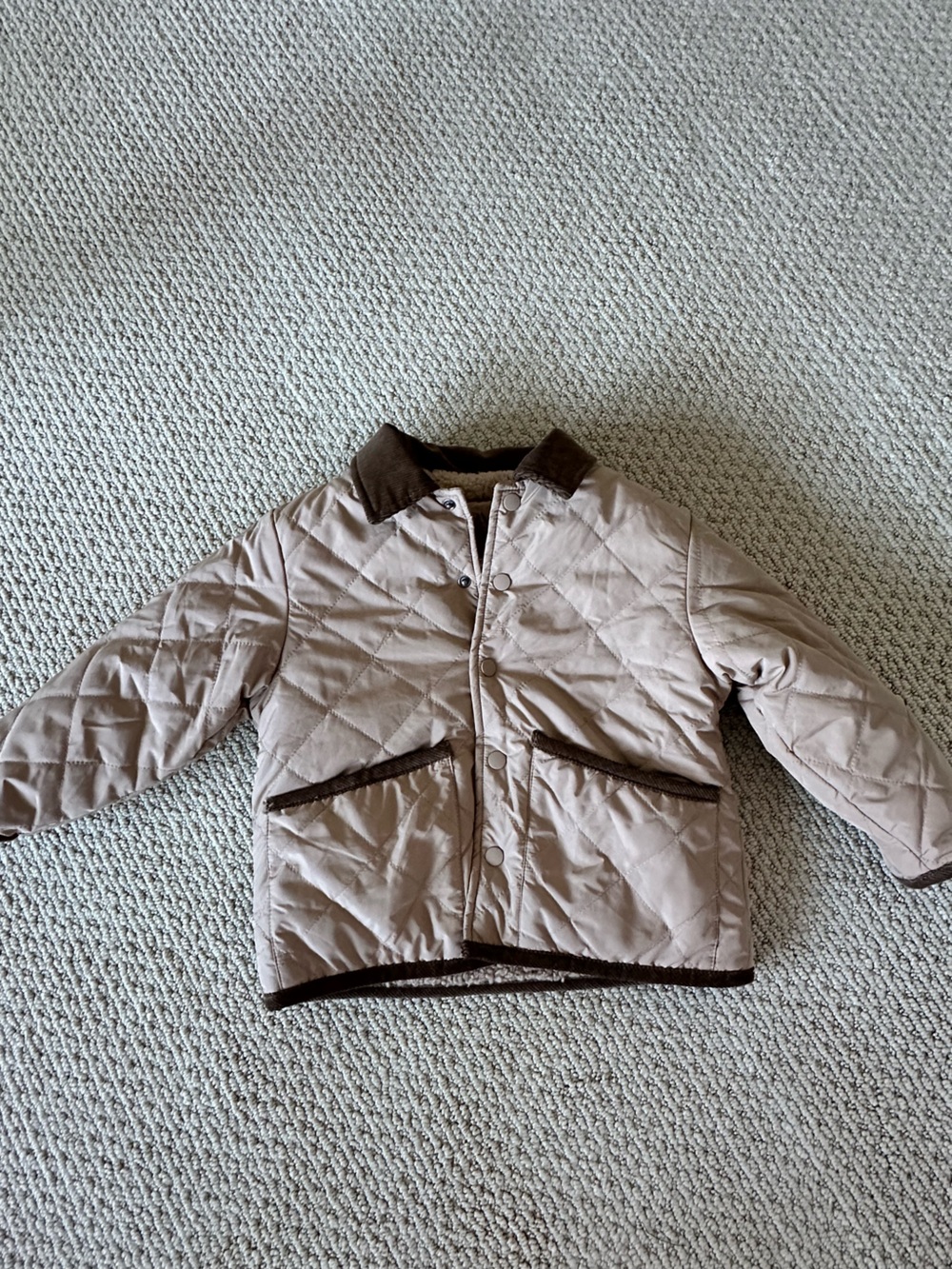 Zara Beige Quilted Puffer Jacket with Corduroy Trim - size 3-4